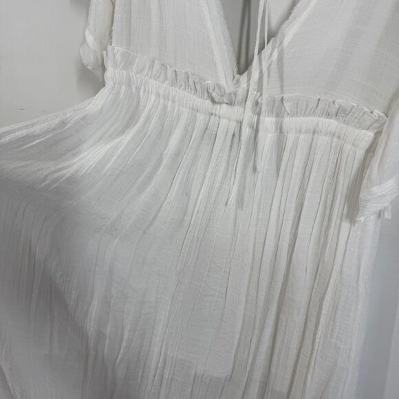 Aakaa White Boho Deep V-Neck Tassel Waist Beach Cover-Up Maxi Dress Size S - Picture 14 of 16